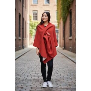 Curling Collection Italian Cashmere Merino Knit Wrap Shawl Poncho‎ Made Italy